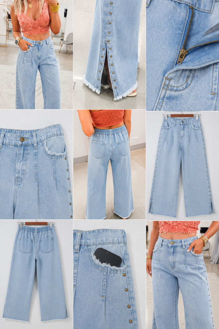 The Riviera Studded Split-Hem Jeans