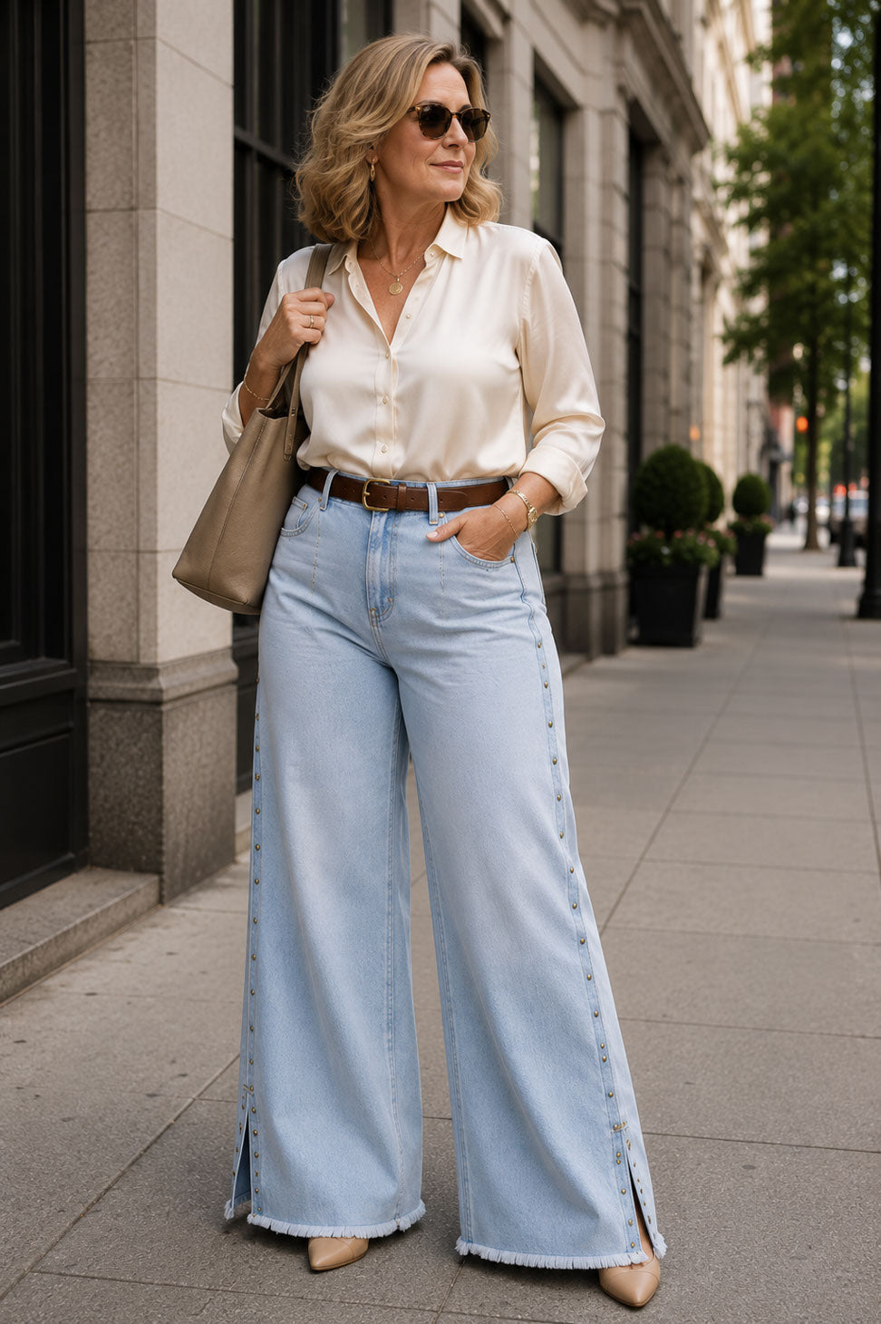 The Riviera Studded Split-Hem Jeans