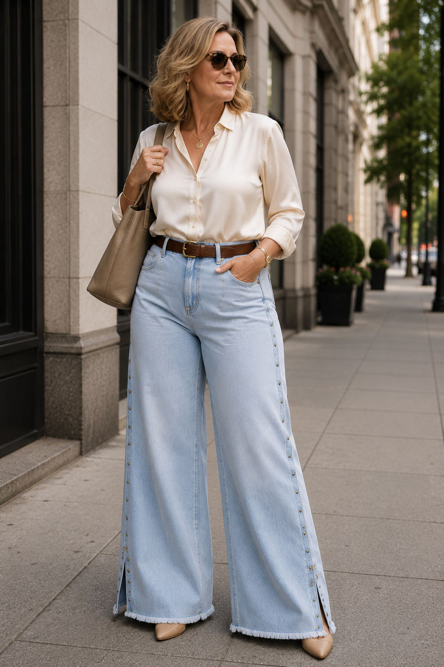 The Riviera Studded Split-Hem Jeans