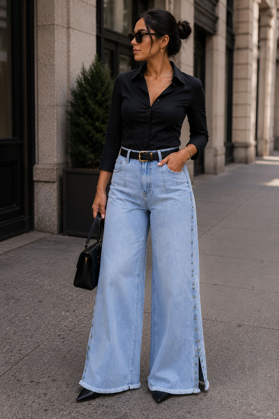 The Riviera Studded Split-Hem Jeans