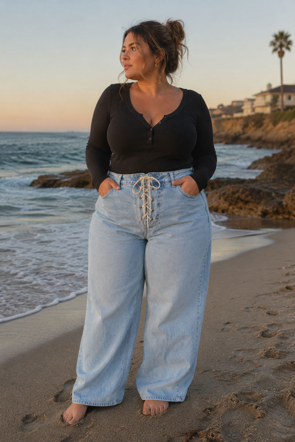 The Sandline Corset Wide-Leg Jeans