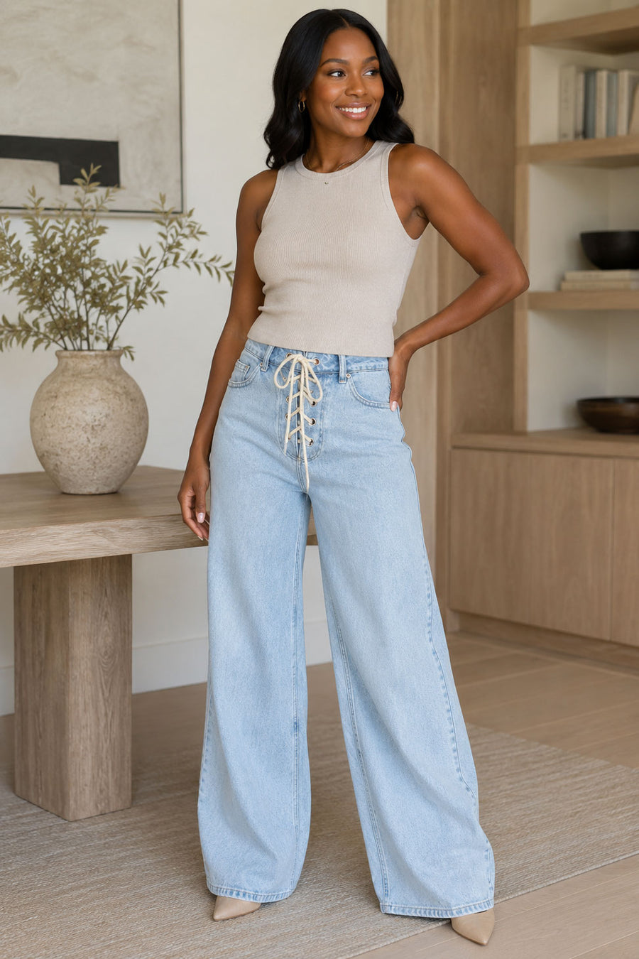The Sandline Corset Wide-Leg Jeans